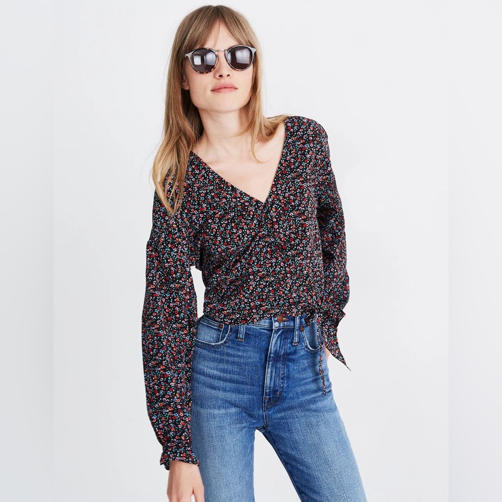 Madewell Floral Wrap Crop Top